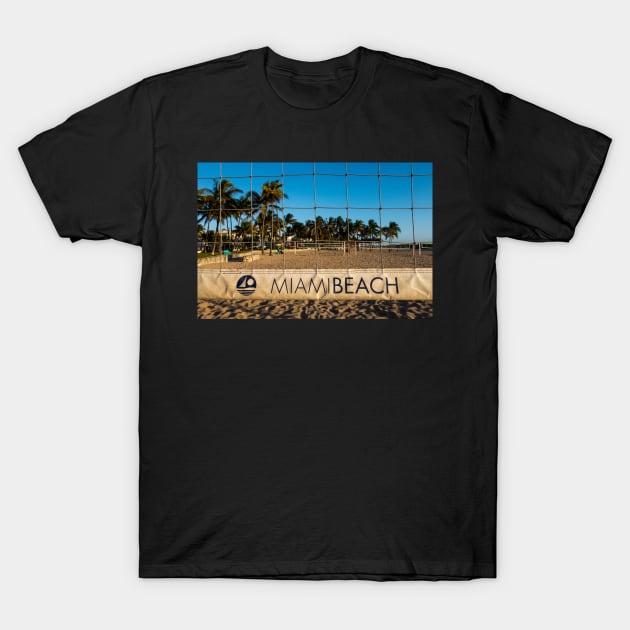 Miami Beach Volleyball Net Lummus Park T-Shirt by WayneOxfordPh